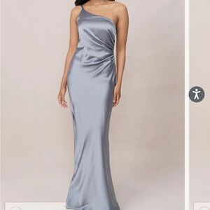 Revelry Jade Satin Dress - Sky Blue